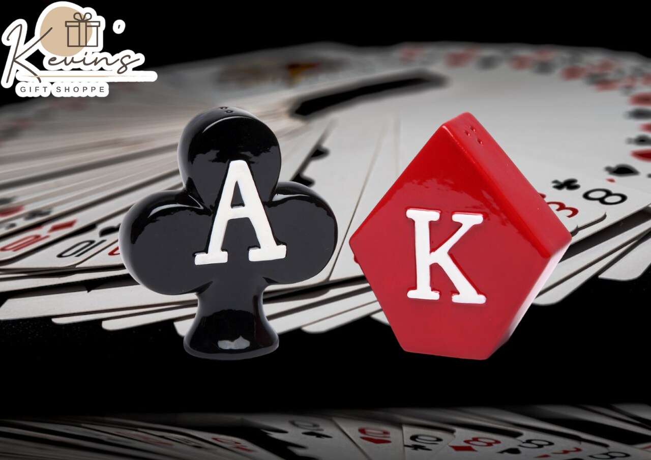 Ceramic Ace of Clubs and King of Diamonds Salt & Pepper Shakers, Home Décor, Gift for Him, Gift for Dad, Kitchen Décor, Game Room Decor